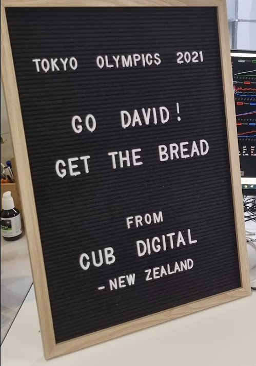 Message board sign with motivational text for a team event